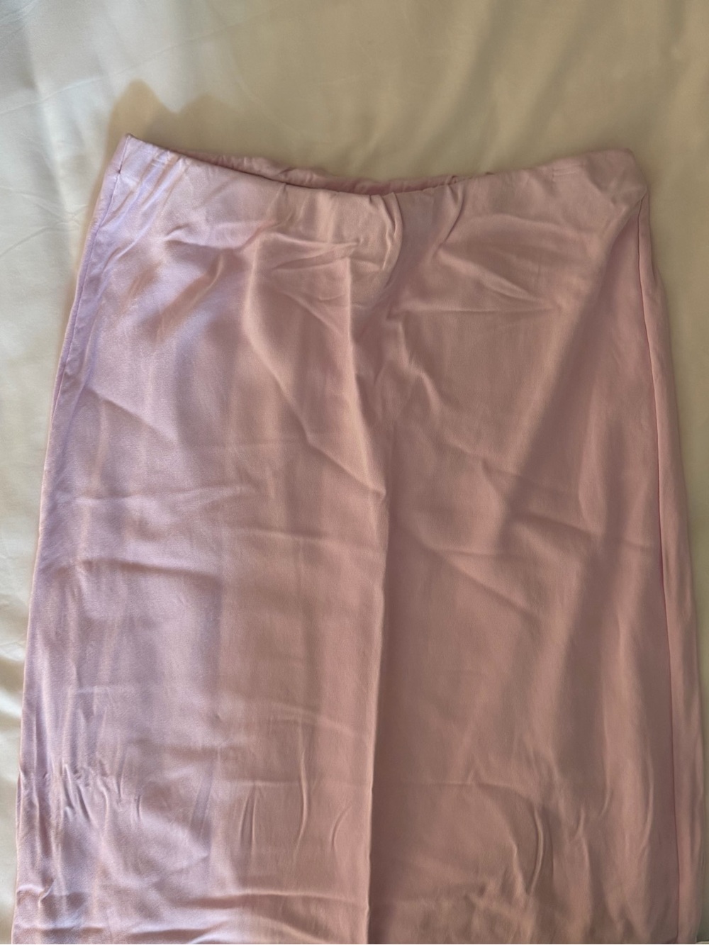 Anthropologie Pink Satin Midi Skirt